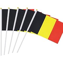 25 Pack Hand Held Small Mini Belgium Belgian Stick Round Top National Country Flags,Party Decorations Supplies For Parades,World Cup,Festival Events,International Festival