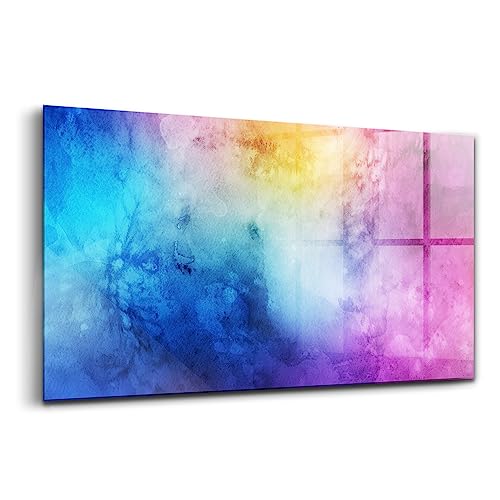 Peinture murale en verre 140x70cm Wallfluent avec taches colorées innovante