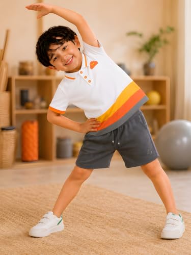 Image of Pilolo Kids Soft Cotton Terry Lycra Adjustable Drawstring Pocket Shorts for Boys