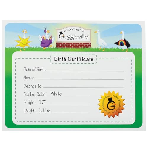 Fox Valley Traders Gaggleville™ Baby Goose Birth Certificate