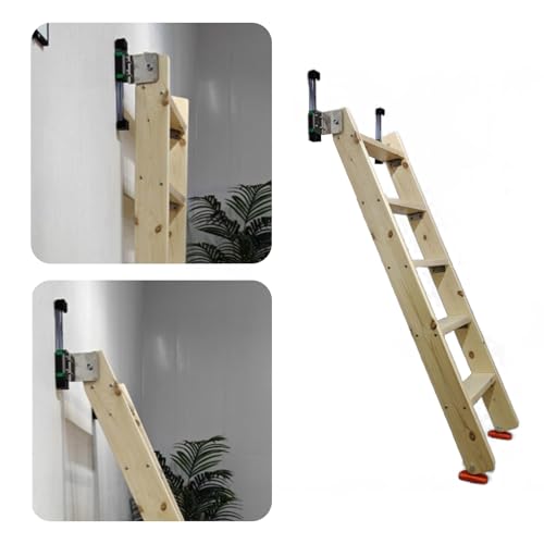 Escaleras para Áticos Escalera Telescópica de Escape para Áticos Montada en La Pared, Escalera Recta de Madera Maciza para Áticos con Toboganes de Metal, Escalera Retráctil para Literas, Sótanos, Tech