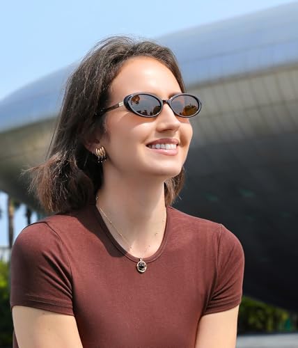 FEISEDY Retro Oval Cateye Sunglasses for Women Men Fashion Small 90s Style Vintage Shades B41803