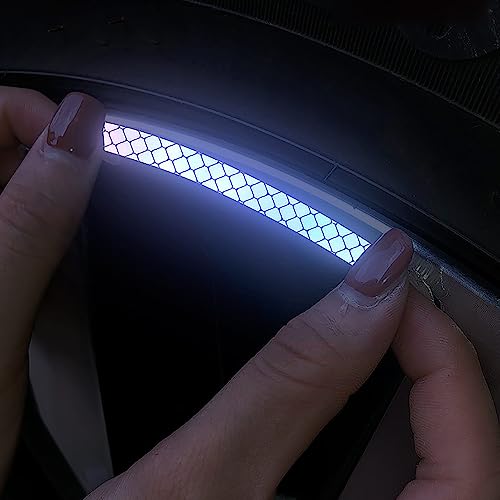 Image of 20PCS Car Wheel Hub Color Strong Reflective Stickers for Cars Night Safety Warning Reflective Stripe Decal Auto Motorcycle Wheels Rim Cycling Bicycle Truck Car Stickers (Color Sky)