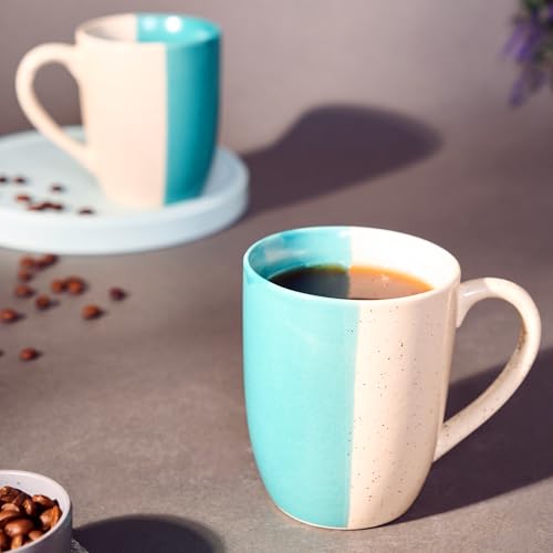 Image of Saras Aajeevika 2 Pc Handmade Ceramic Large Coffee Mug - 400ml |Jumbo Milk Mugs for Gifts Tea Cup Set Kitchen Dining - Mircowave & Dishwasher Safe Ideal for Daily Use & Wedding Return Gift Items