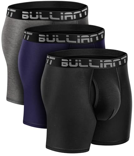 BULLIANT Men Boxer Briefs 3Pack,Comfortable Modal Underwear 2XSoft 1.5X Wicking