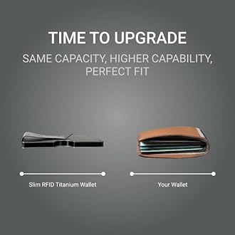 Titanium RFID Wallet for Men – Slim Metal Card Holder with Built-In Cash Clip & AirTag Holder – Aerospace-Grade Stainless Steel with Titanium Finish Minimalist Wallet | Holds 16 Cards (Cash Clip)