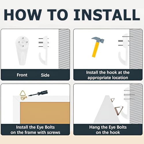 AMKIOKIO Leinen-Pinnwand 40 x 60 cm, Korktafel für die Wand, Weißer Europäischer Rahmenstil, Vision Board, Kork-Pinnwand, Ideal für Schule, Zuhause und Büro