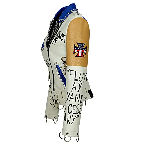 Fashion SX Women's Punk Floral Embroidered short Faux Leather Jacket Moto PU Coat2