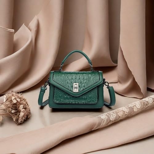 Image of Women Vegan Leather Evening Handbag Crocodile Pattern Handle Clutch Purse Cross Body Envelope Bag