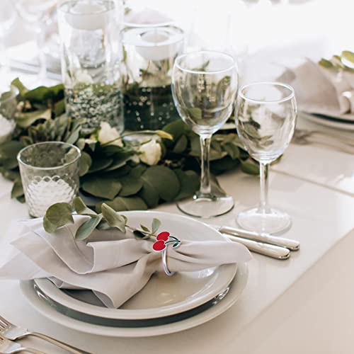 Napkin Rings, Metal Napkin Rings Cherry Decor, Napkin Rings Set Of 8 For Festival, Party, Wedding, Gathering, Table Setting, Table Decoration #TOP6