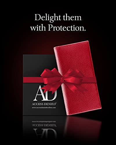 Image of Access Denied Genuine Leather Checkbook Cover For Women & Men - Checkbook Holder For Duplicate Checks Card Wallet RFID