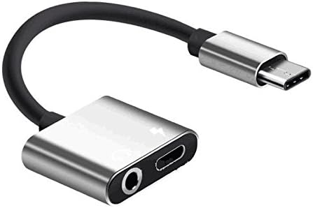 2 in 1 USB Type C Cable Fast Charge to 3.5mm Audio Jack Headphone Adapter Converter Supports Audio Charging Motorola MotoZ, Letv Le Pro 3（Not Support Google Pixel,Pixel 2, Pixel 2 XL） (Silver)