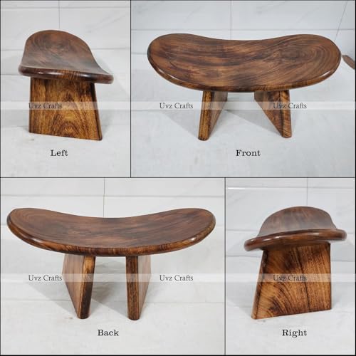 Handmade Wooden Meditation Bench/Stool – Foldable Ergonomic Meditation Seat & Bench, Curved Kneeling Design, Mindfulness & Meditation Gift for Men & Women | Round 18 cm - Image 4
