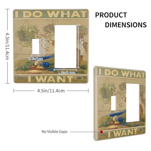 Decorative Outlet Covers Rustic Funny Cat Gardan Plant 2 Gang 1 Gang Wall Plate Cover Single Toggle Rocker Combo Light Switch Cover Plate Face Plate for Bedroom Decor