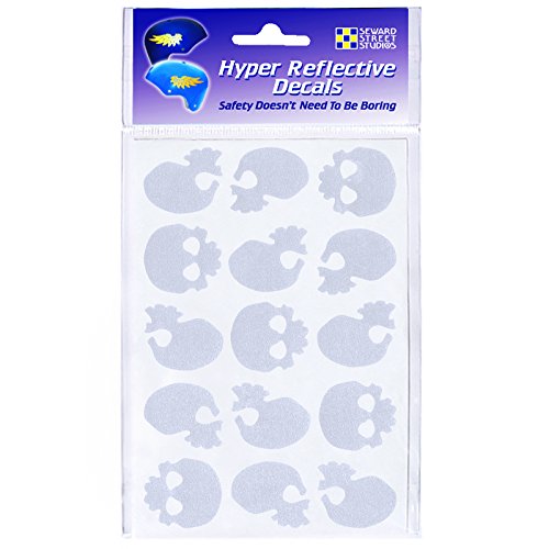 Seward Street Studios Reflective Decals Small Skull Set – Reflective Skulls Safety Sticker Kit – Skull Reflector Stickers