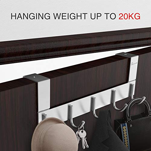 image for Door Hooks Hanger Rack, Anjuer Aluminum Utility Organizer Towel Hooks 