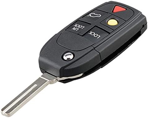 ePathChina 5 Buttons Car Key Fob Case Shell Replacement Flip Folding Remote Cover Compatible for VOLVO S60 S80 V70 XC70 XC90