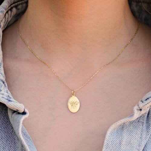 14K Gold Vermeil Cross Necklace, Owl Necklace, Bee Necklace for Women, Cute Animal Charm Minimalist Jewelry Gifts for Women4
