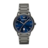 Emporio Armani Orologio per uomo, Movimento al quarzo con data a tre lancette e cassa da 43 mm con cinturino in acciaio