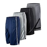 4 Pack: Men's Dry-Fit Sweat Resistant Active Athletic Performance Shorts