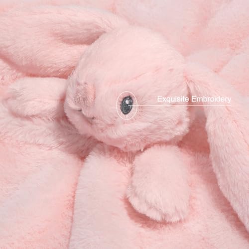 Image of Baby Security Blanket Soft Plush Baby Bunny Snuggle Toy Lovely Stuffed Animals Shower Gift for Boys Girls Newborn Infants, Pink 16 Inch