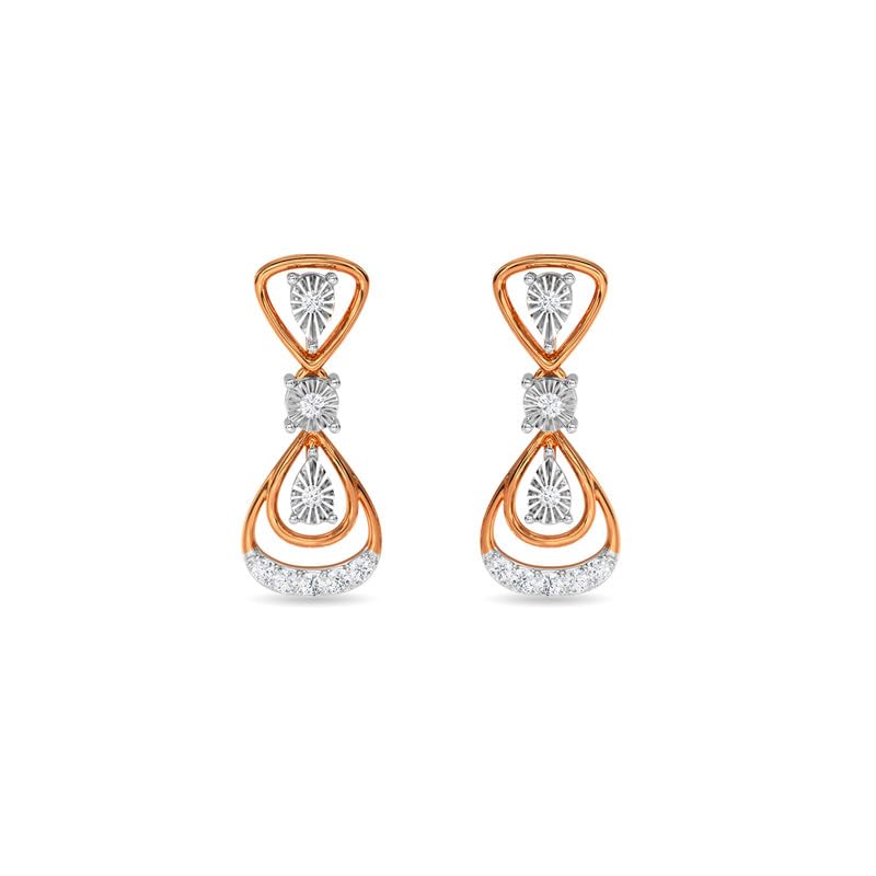 Image of KISNA JEWELS 14KT|18KT BIS Hallmark Pure Gold and Diamond Danglers Earrings For Women with Screw Back clouser