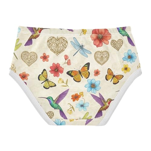 Cotton Girls Underwear Toddler Colorful Vintage Flowers Birds Beige Panties Little Girl Flower Briefs Kids Undies 2t2
