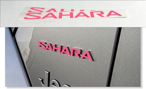 SAHARA Fender Emblem Overlay Decal Stickers- 2018-2024 Wrangler Sahara- (Color: Hot Pink)