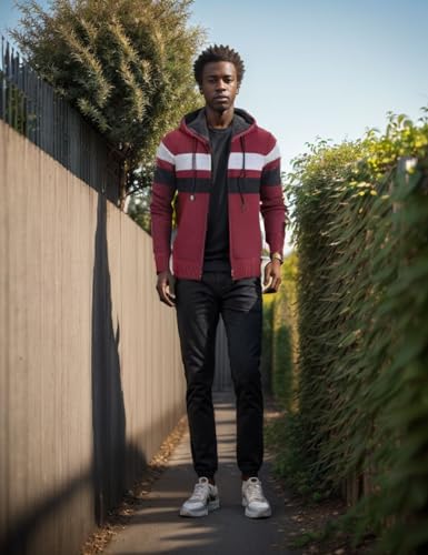 Image of Kinkia Men's Zip Up Hoodies Casual Long Sleeve Full Zipper Sherpa Fleece Lined Knit Cardigan Sweater Jacket with Pockets