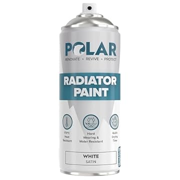 Polar Radiator Spray Paint - 3-in-1 Primer, Under- & Topcoat - Heat Resistant up to 170°C - For Radiators, Hot Pipes & Towel Rails - Satin Finish - White - 400ml