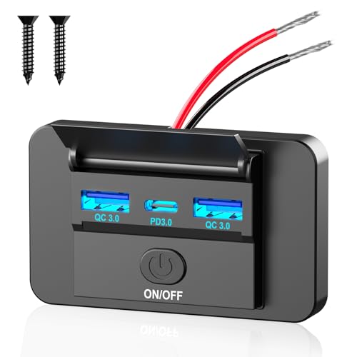 Linkstyle Presa USB Auto 12V/24V – Doppia QC3.0 E PD3.0 Tipo C, 2 Pezzi, Per Camper E Barche