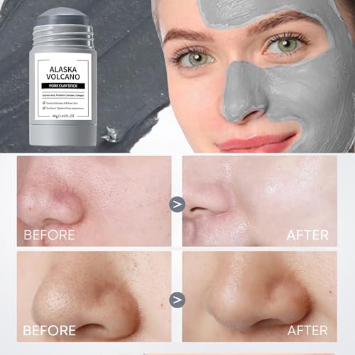 Clay Mask Stick, Deep pore Cleansing, Exfoliator Blackhead Remover Pore Cleanser Gentle Exfoliation Skin Brightening, Hydrating & Moisturizing Face Mud Mask for All Skin Types, Men & Women (Gray) - Image 5