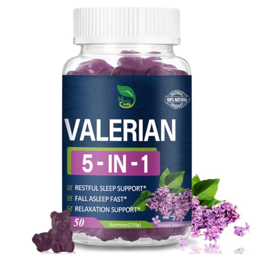 Herbscradle Valerian Root Extract Gummies for Natural Sleep Support 5-in-1 Herbal Supplement for Calm & Relaxation w/Lavender and More Alternative to Valerian Powder Capsules. 60 Count