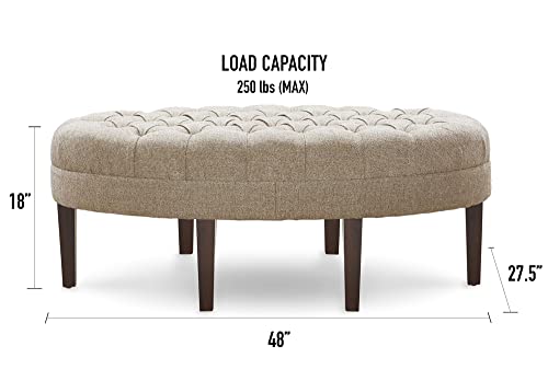 Madison Park FPF18-0264 Martin Oval Surfboard Tufted Cocktail Ottoman Soft Fabric, All Foam, Wood Frame Modern Coffee Table Living Room Lounge Furniture thumb #2