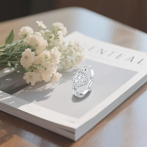 Moissanite Adjustable Engagement Ring, Promise Eternity Ring for Women,Wedding Rings,Jewelry Gift,Friendship Promise Fashion Jewelry Valentine Gifts for Women3