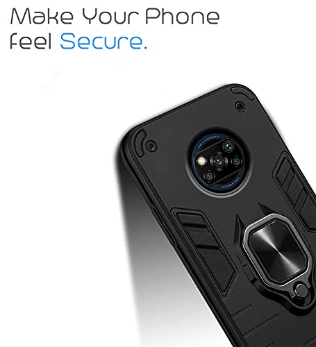 Image of Pikkme Poco X3 / X3 Pro Back Cover | Tough Armor Bumper | 360 Protection Case | Ring Holder Stand Case for Poco X3 / X3 Pro (Black)