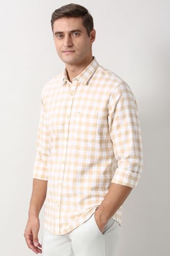 Image of Peter England Slim Fit Checkered Casual Shirt for Men - Full Sleeves | Cotton | Smart & Stylish