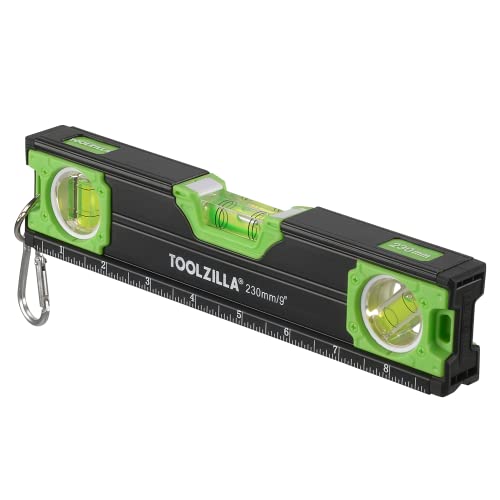 TOOLZILLA 9-inch Torpedo Level Magnetic Box - Professional Degree Measuring Tool, Spirit Level. Magnetic Level Tool perfect for DIY projects or Construction Sites.