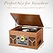 10-in-1 Record Player with Built-in Speakers Wireless Playback, CD & Cassette Player, USB Player, AM/FM Radio, 3 Speeds Turntable Vinyl Record Player Mahogany