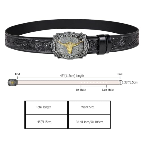 Image of Dubulle Womens Belt Chain Leather Belts Vintage Western Adjustable Elastic Double Buckle for Cowboy Pant Dress