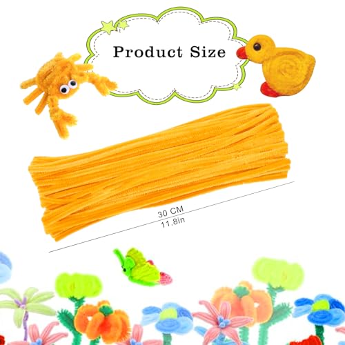 FirstKitchen Pipe Cleaners Craft, 100pcs Gold Yellow Pipe Cleaner for Craft, 6mm X 12\" Bulk Chenilles Stems Pipe Cleaner, St. Parker\'s Day Craft Pipecleaners for DIY Arts Crafts and Cleaning