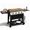 32 Inch Outdoor Flat Top Gas Propane Griddle with 4 Burners 40,000BTU,Powder Coated Steel Portable Gas Grill with Side Shelves for BBQ,Camping,Backyard