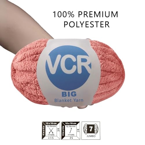 Image of VCR Rust Color Yarn, 200 Grams Big Chunky Hank, 22 Meters Length, Suitable for Knitting Blankets and Pillows, 100% Polyester Yarn Ball for Crochet DIY, Soft Threads, Pack of 1