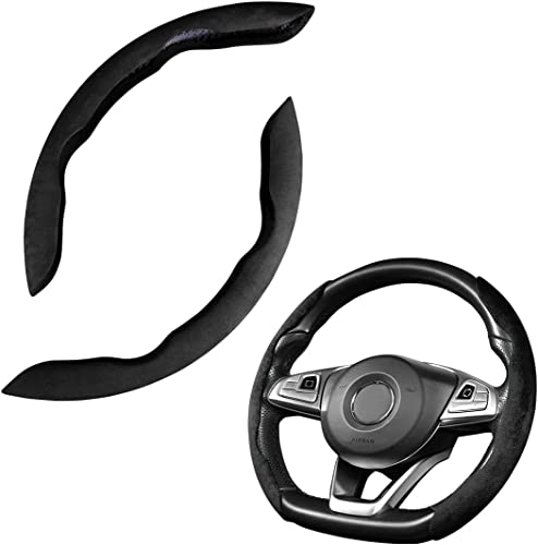 Image of Automaze Abs New Suede Soft Touch Texture Steering Wheel Grip Cover For Cars,Safe And Non Slip Car Interior Accessory(Suede Black)