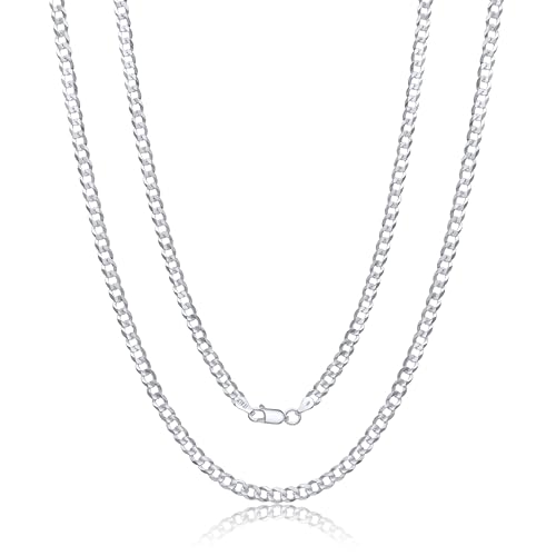 AKA Gioielli® - Chaîne Cubaine 5mm Argent 925 Massif - Collier Maille Gourmette Femme Homme en Argent 925 Véritable - 45 cm de long