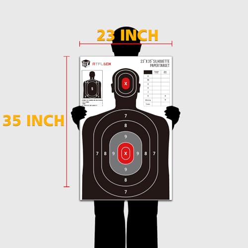 atflbox silhouette paper target for the range 23x35 inch target paper for indoor and outdoor use suitable for handguns pistols rifles airguns pellet gun bb guns