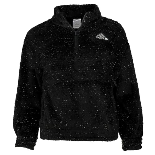 adidas Kids Girls Furry Lurex Sherpa Quarter Zip Casual Quarter Zip - Black