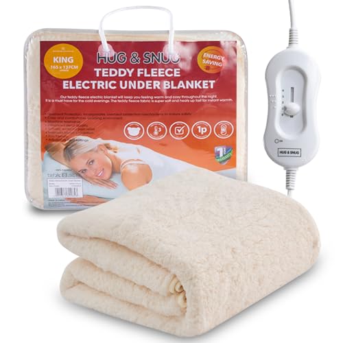 Teddy Fleece Electric Blanket - Heat Control Electric Under Blankets with Detachable Remote - 3 Heating Levels - Quick Heatup - Overheat Protection Heated Blanket - Single (60x135 cm) - Washable