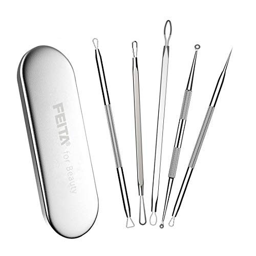 Preisvergleich Produktbild FEITA Mitesserentferner-Werkzeugset Bester Akne-Pickel-Komedonen-Extraktor mit Metallgehäuse - Behandlung Whitehead Popping Zit Entfernen für Nasengesichtshaut ohne Risiko