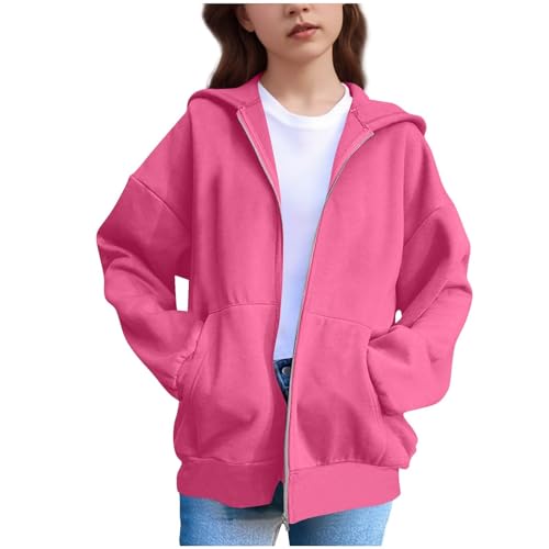 Girls Boys Zip up Hoodies Athletic Jacket with Ear Hoodie Toddler Kids Solid Color Long Sleeve Coat School Casual Clothes